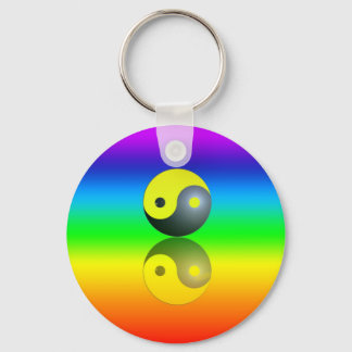 Yin & Yang Symbol auf Chakra Farben Motiv 1 キーホルダー