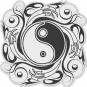 Yin & Yang Symbol Black and White Tattoo Style シール (正面)
