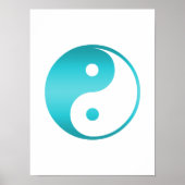 Yin Yang Teal Blue Illustration Template ポスター (正面)