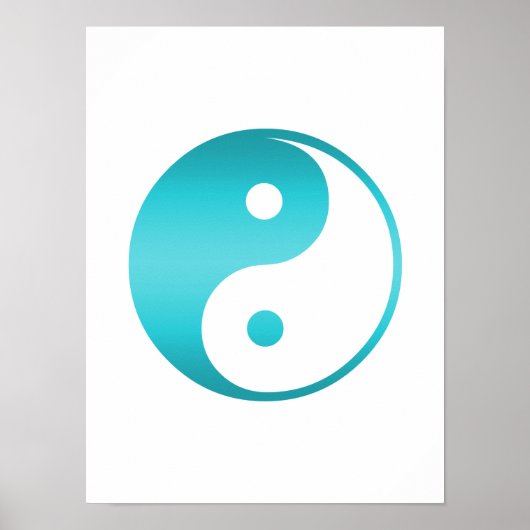 Yin Yang Teal Blue Illustration Template ポスター (正面)