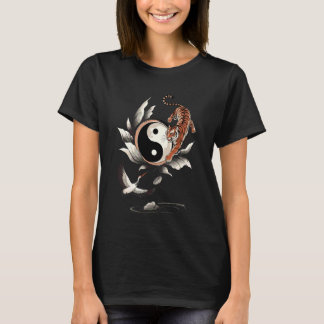 Yin Yang Tiger Crane Balance Lotus Nature Symbol A Tシャツ