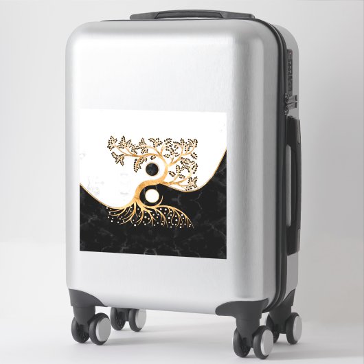Yin Yang Tree - Marbles and Gold シール (スーツケース)