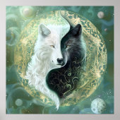 Yin Yang Wolf Art - Fantasy Artwork  ポスター (正面)