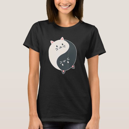 Yin Yang Yoga Zen Cute Cats for Yoga  3 Tシャツ (正面)