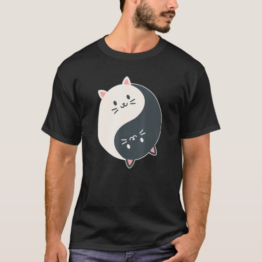 Yin Yang Yoga Zen Cute Cats for Yoga  3 Tシャツ (正面)