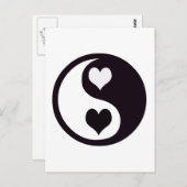 Yingおよびヤンの白黒ハート ポストカード (正面/裏面)