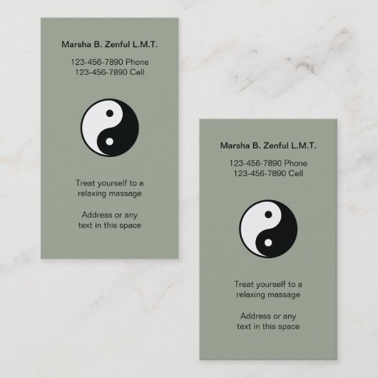 Yingヤンの禅のマッサージ 名刺 (正面/裏面)