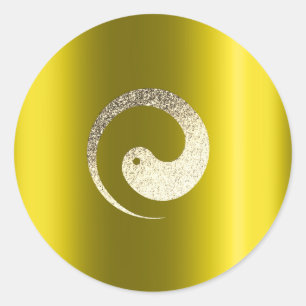 Yingヤンの記号のバランスのYellowGoldのペースのスピリチュアル ラウンドシール