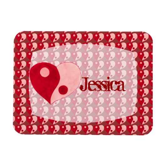 Ying Yangハート（赤/ピンク） マグネット (横)