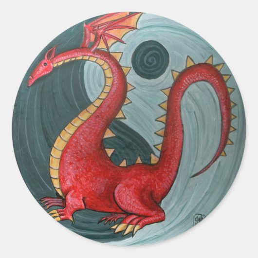 Ying Yang Dragon Roundのステッカー ラウンドシール (正面)