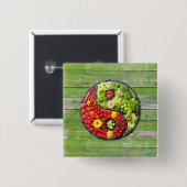 YinYang -ビーガン調和グリーンウッドウォール 缶バッジ (正面&裏面)