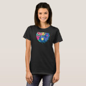 Yinyang Yin Yang Flower & Planet Zen Peace  on Bac Tシャツ (正面フル)