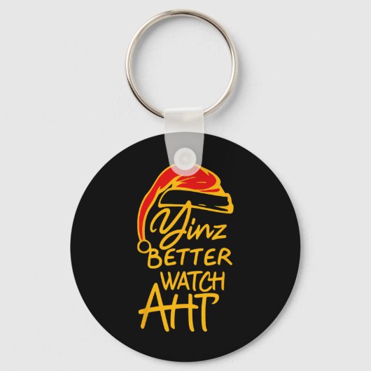 Yinzer Christmas Pittsburgh Santa Yinz Better Watc キーホルダー (正面)