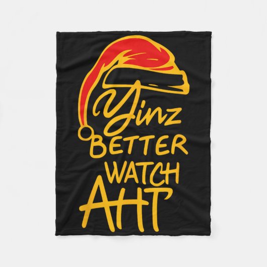 Yinzer Christmas Pittsburgh Santa Yinz Better Watc フリースブランケット (正面)