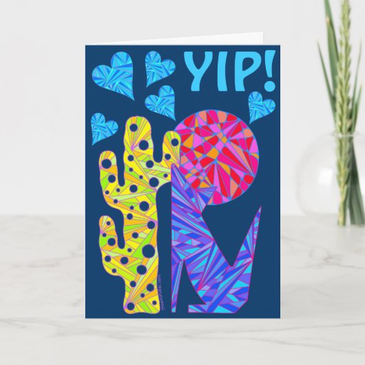 YIP!コヨーテカラフルウルフアートマイバレンタインカード シーズンカード (正面)