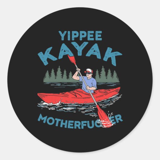 YippeeカヤックおもしろいカヤックBOATING SALING恋人O ラウンドシール (正面)