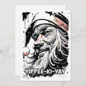 Yippee Ki Yayクリスマスおもしろい引用文カルチャーポップ・アートの シーズンカード (正面/裏面)