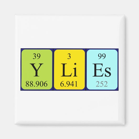 Ylies周期表名磁石 マグネット (正面)