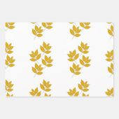 Yllow葉と白い花シームレスなパターン ラッピングペーパーシート (正面3)