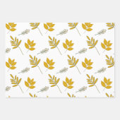Yllow葉と白い花シームレスなパターン ラッピングペーパーシート (正面2)