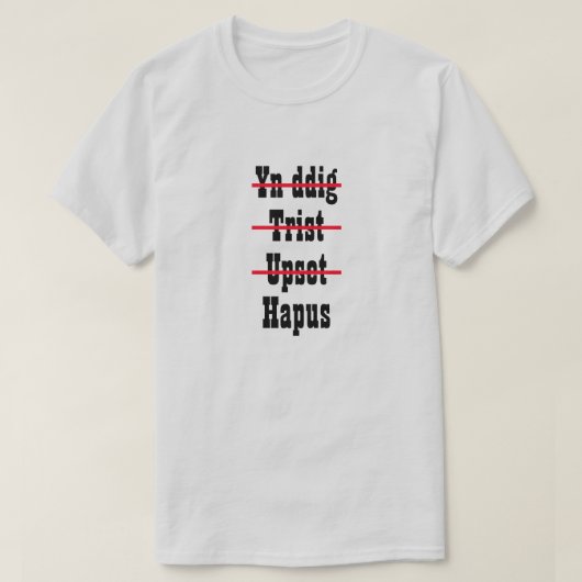 Yn ddig Trist怒ったハポス |悲し怒い怒り幸せ Tシャツ (デザイン正面)