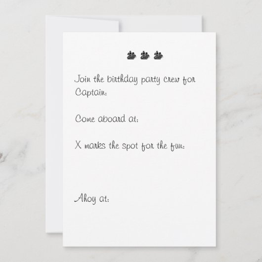 YoのHo Ho海賊誕生日のパーティの招待状 招待状 (裏面)