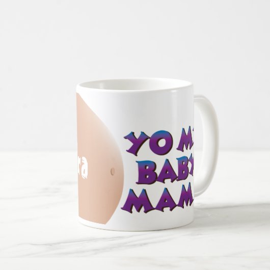 YO名前と名前入りな私のベビーのママ- コーヒーマグカップ (正面右)