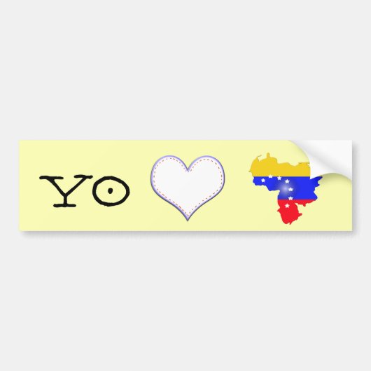 Yo amo a Venezuela with venezuela flag バンパーステッカー (正面)