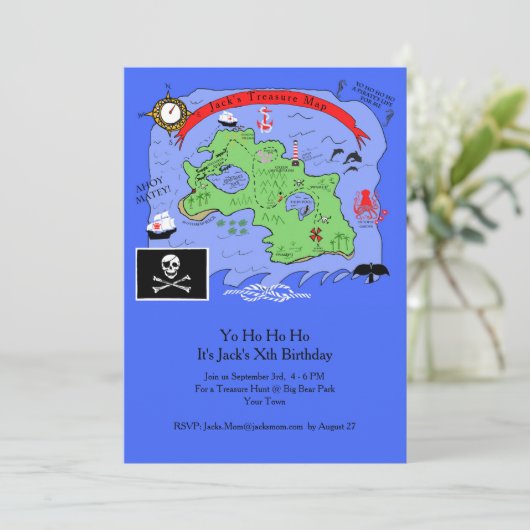 Yo Ho Ho子供の海賊誕生日のパーティの招待状 招待状 (スタンド正面)