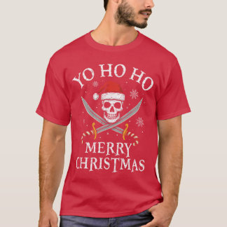 Yo Ho Ho Merry Christmas Holiday Pirate Santa Hat  Tシャツ