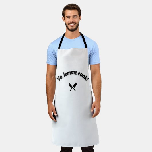 Yo, Lemme Cook Funny Apron for Men and Women エプロン (着用した状態)