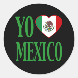 Yo Love Mexico (I love Mexico) with Flagハート ラウンドシール