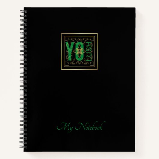 YO LUSHロゴファンブラック ノートブック (正面)