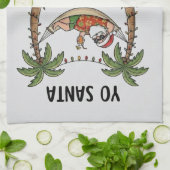 Yo Santa Funny Summer Christmas Happy Holidays キッチンタオル (折り畳み)