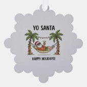 Yo Santa Funny Summer Christmas Tropical Holiday オーナメントカード (正面)