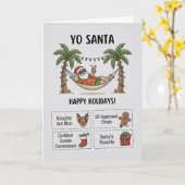 Yo Santa Funny Summer Christmas Tropical Holiday カード (黄色い花)