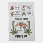 Yo Santa Funny Summer Christmas Tropical Holiday キッチンタオル (縦)