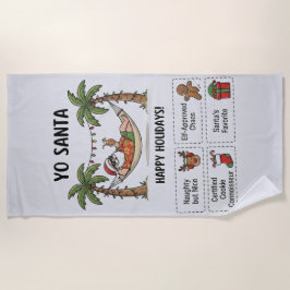 Yo Santa Funny Summer Christmas Tropical Holiday ビーチタオル