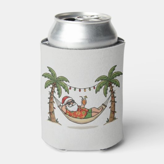 Yo Santa Funny Summer Christmas Tropical Holiday 缶クーラー (缶正面)
