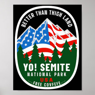 Yo Semite National Park Funny American Flag Thigh  ポスター
