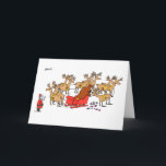 Yobトナカイのクリスマスカード シーズンカード<br><div class="desc">サンタはトナカイの円を描いてそりを回り、プレゼントを始食べ物める。</div>