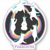 YOGAおもしろい Unicornsポーズナマステレインボーカスタム シール (正面)