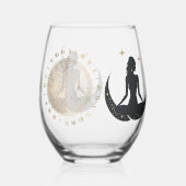 YOGAと金ゴールド天文学パターン ステムなしワイングラス (正面)