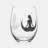 YOGAと金ゴールド天文学パターン ステムなしワイングラス (裏面)