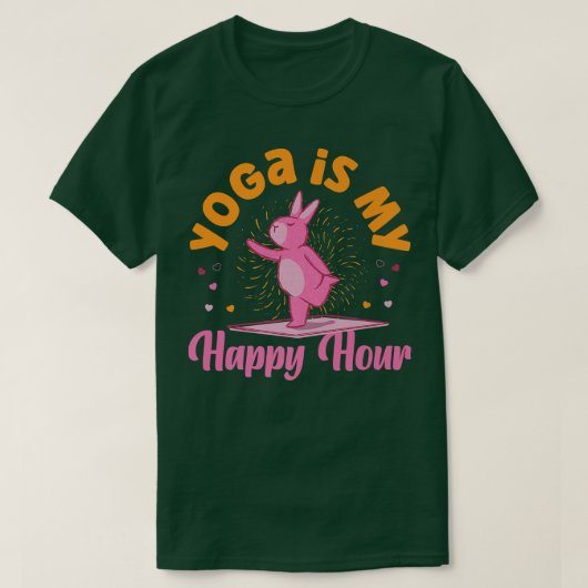 Yogaは私の幸せな時間かわいいピンクのバニー女性のために Tシャツ (デザイン正面)