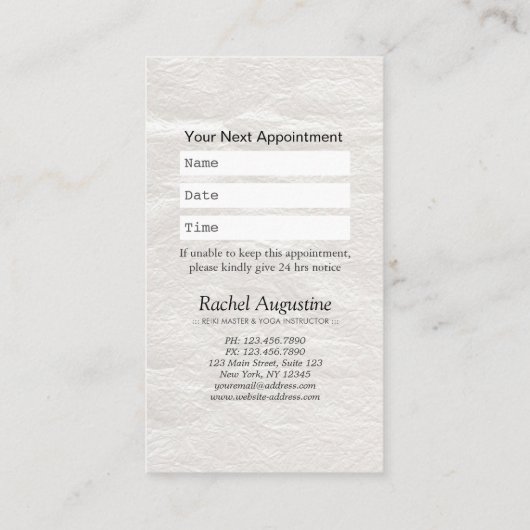 YOGAインストラクターアポイントメントモダン水の色ツリー 予約カード (裏面)