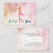 YOGAインストラクターギフト証明書瞑想ポーズ 割引カード (正面/裏面)