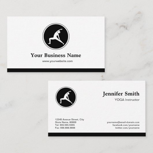 YOGAインストラクターフィットネス会社 – シンプルエレガント 名刺 (正面/裏面)