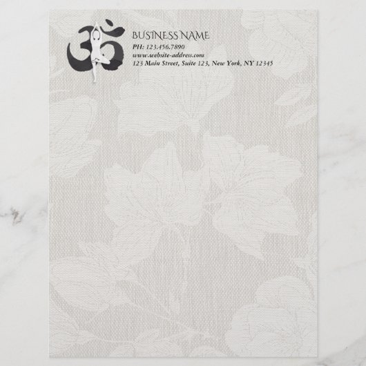 YOGAインストラクター水彩瞑想ポーズオムサイン レターヘッド (正面)