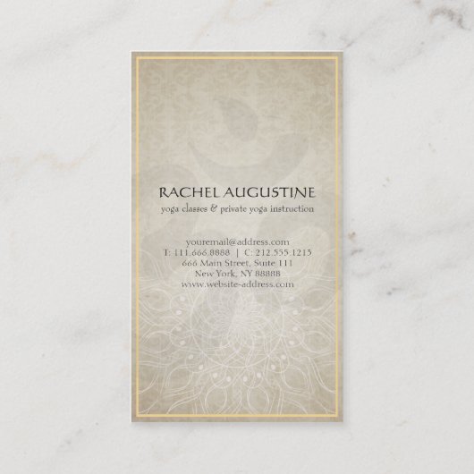 YOGAエレガントインストラクターフローラマンダラ&オブジェクトモデル記号 名刺 (裏面)